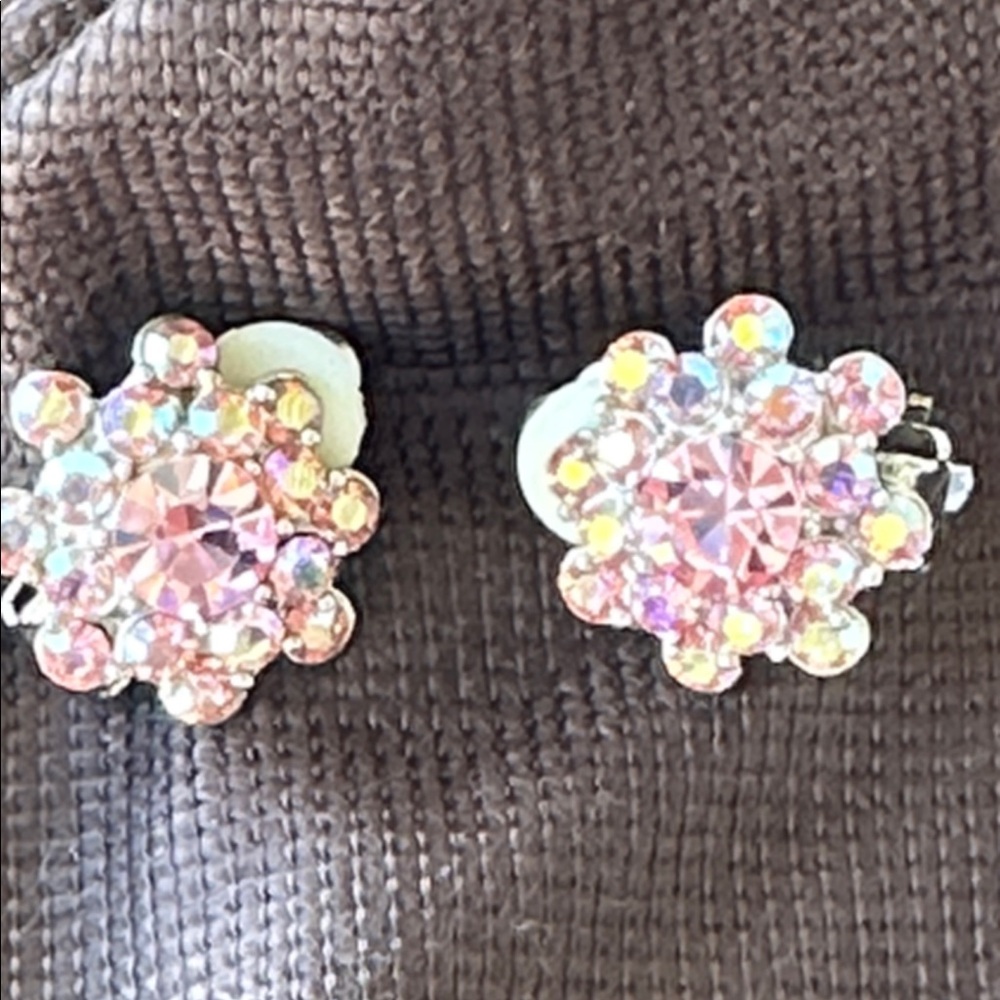 Sparkling Pink Crystal Clip-On Earrings